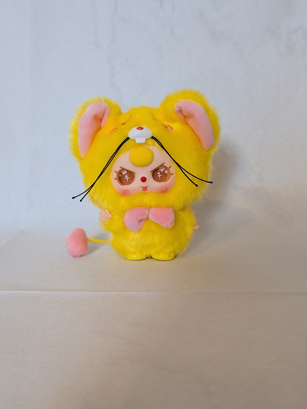 Plush Yellow & Pink Small Pet Toy — Soft Decorative Companion